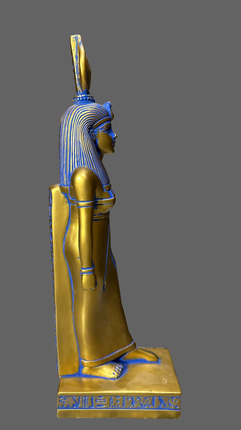 Estatua dorada de Hathor, diosa egipcia del amor, 33 cm imagen 3