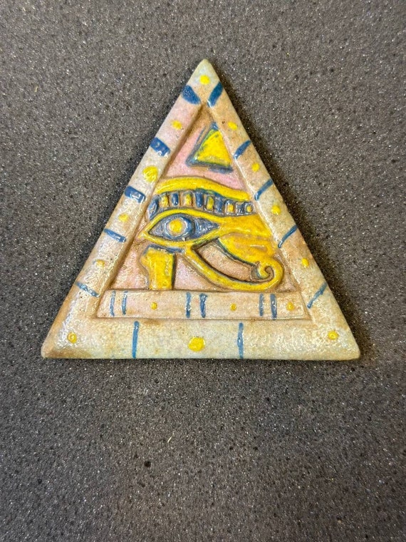 Handmade Faience Pyramid Statue – Eye of Horus, Ancient Egypt
