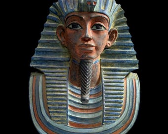 Handcrafted Basalt Stone King Tut Head Statue - Egyptian Art Replica