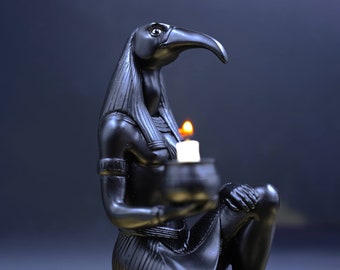 Estatua portavelas del dios egipcio Thoth Ibis