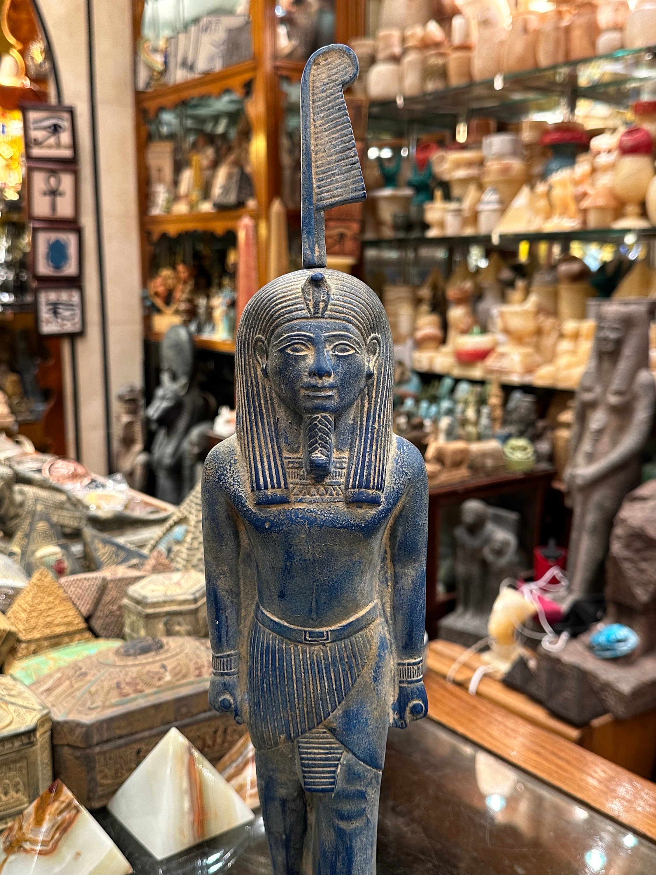 Handmade Blue Stone Statue: Egyptian God Shu, God of Air (35 Cm) - Etsy