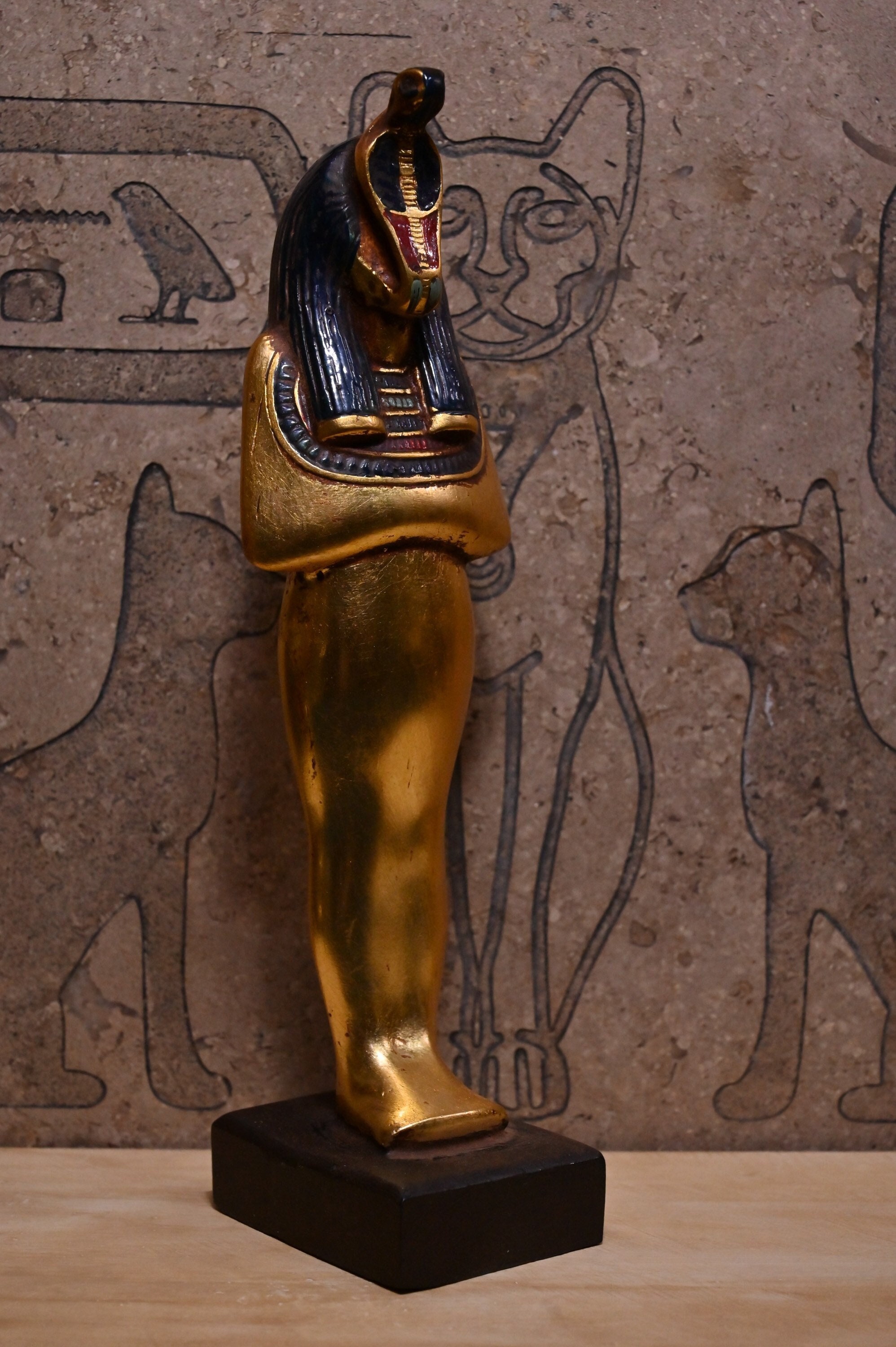 Egyptian god Apep-The evil snake in ancient Egyptian mythology-handcrafted unique pieces-stone covered with gold leaf-sculptures statue-gods