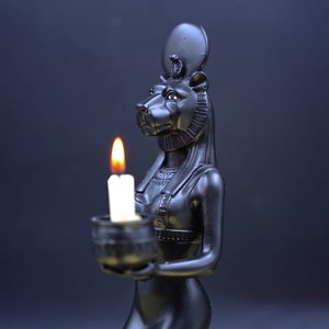 Ancient Egyptian Lion Goddess Sekhmet, Egyptian goddess sekhmet candle holder statue
