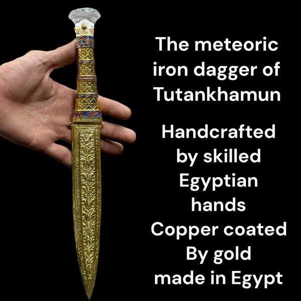 The meteoric iron dagger of Tutankhamun-treasure of Tutankhamun-Replica-Handmade antique copper with gemstone-gold plated-made in Egypt