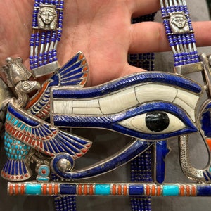 Eye of hours necklace-treasures of King Tutankhamun-silver&gamestone-ivory-Handmade Raplica museum piece ancient Egyptian jewelry-mythology