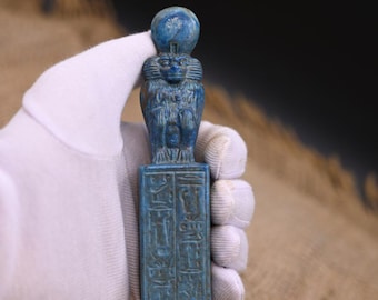 Statue du dieu égyptien Thot en faïence : amulette ibis