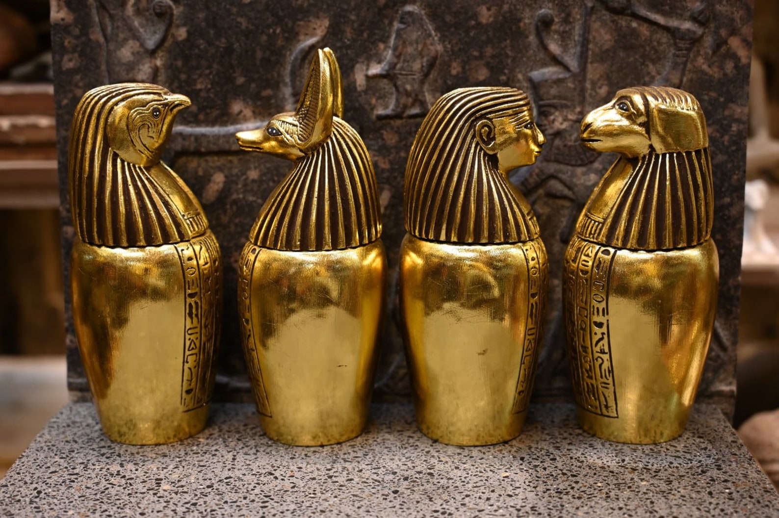 Sons of Horus Statues - Handmade - Egyptian Antiques - Egyptian Deities ...