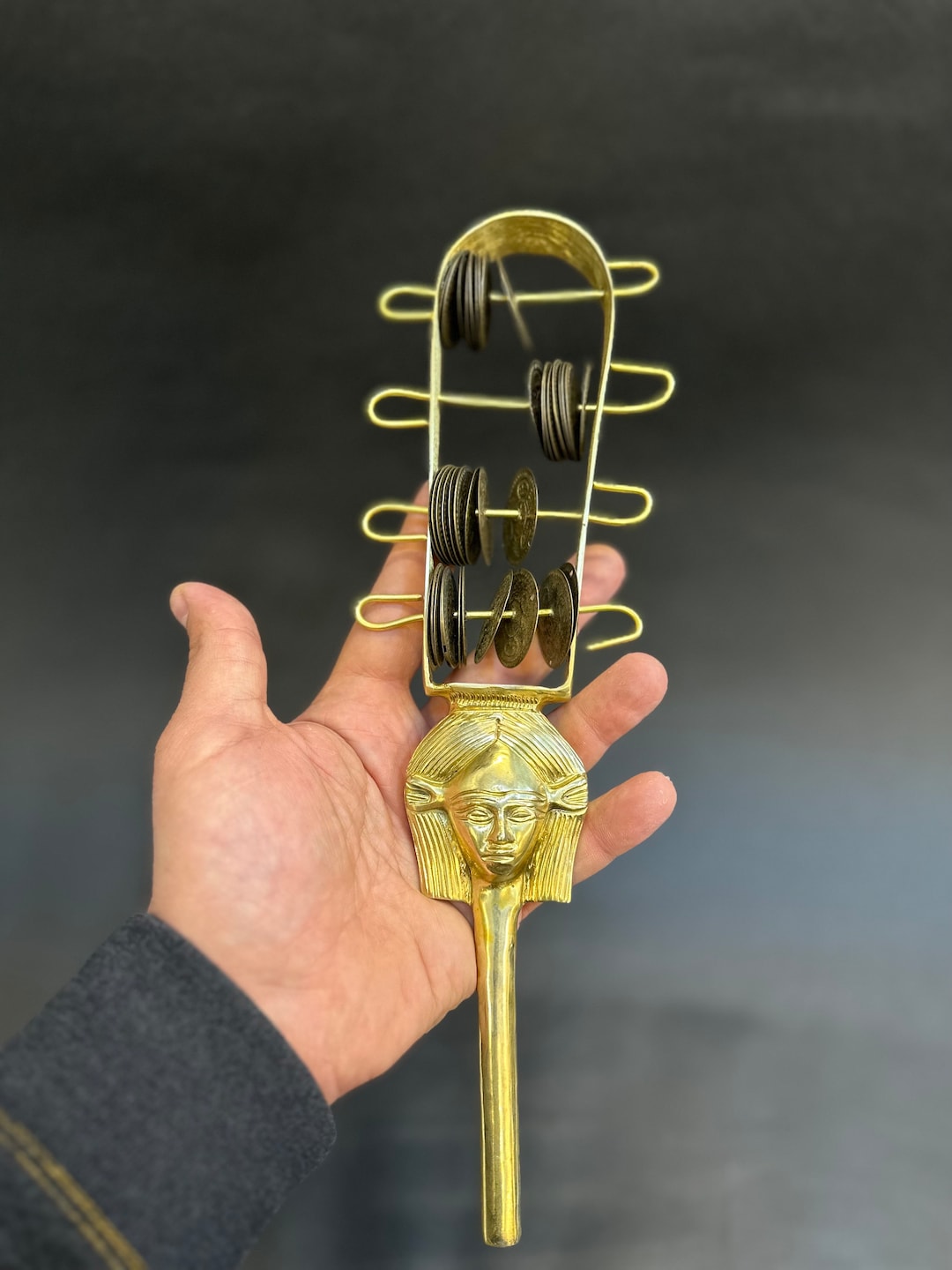 Beautiful Brass Sistrum of Hathor-an Important Religious Symbol ...