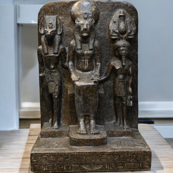 Handmade Egyptian Triad Statue: Sekhmet, Anubis & Ramesses II - Etsy
