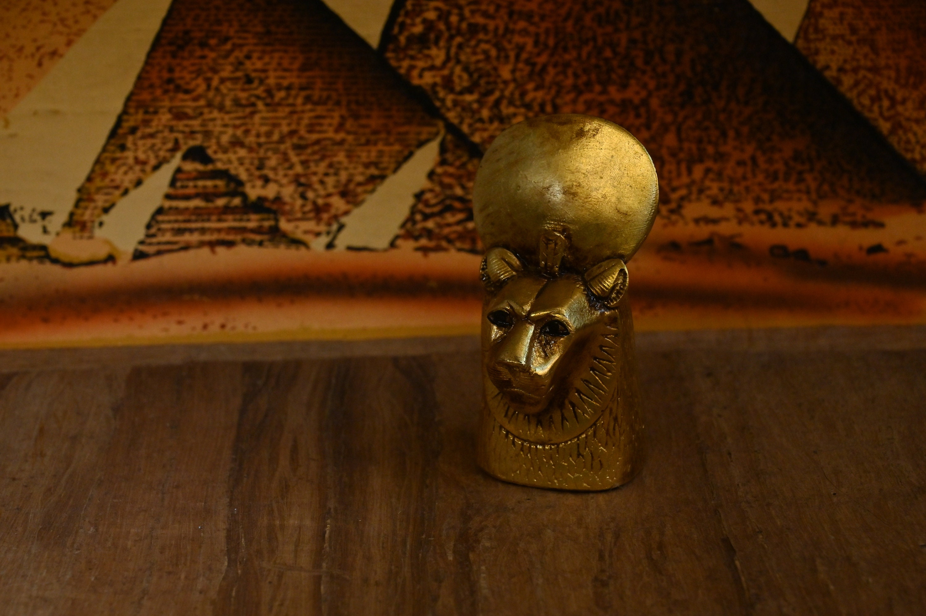 Handcrafted Sekhmet Sculpture: Gold Leaf Egyptian Goddess of War - Etsy