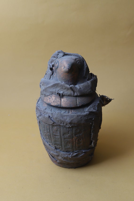 手作りのカノプス壺 – エジプト古代遺物、ホルスの息子たち - Etsy 日本