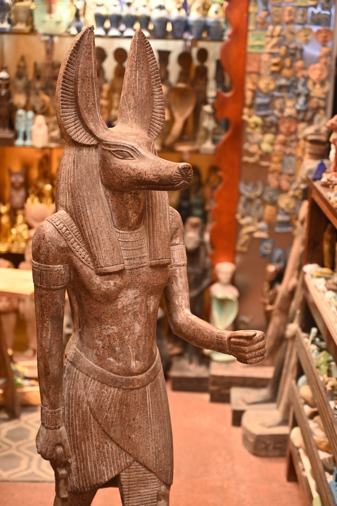 Rare Anubis Statue Made Ofgranite Rose/handicraft/egyptian Pharaonic ...