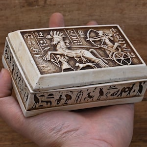 An Egyptian box inscribed with pharaonic inscriptions, made in Egypt