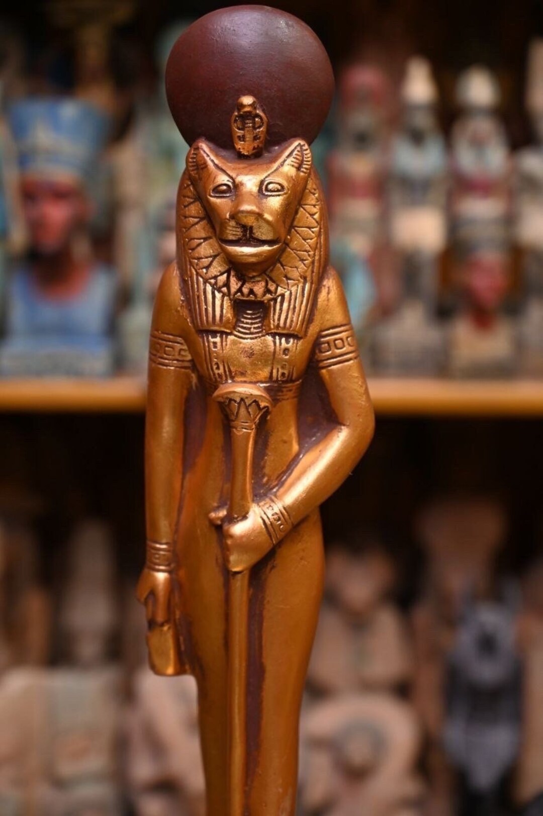Handmade Sekhmet Statue With Gold Leaf - Egyptian Goddess of War - Etsy