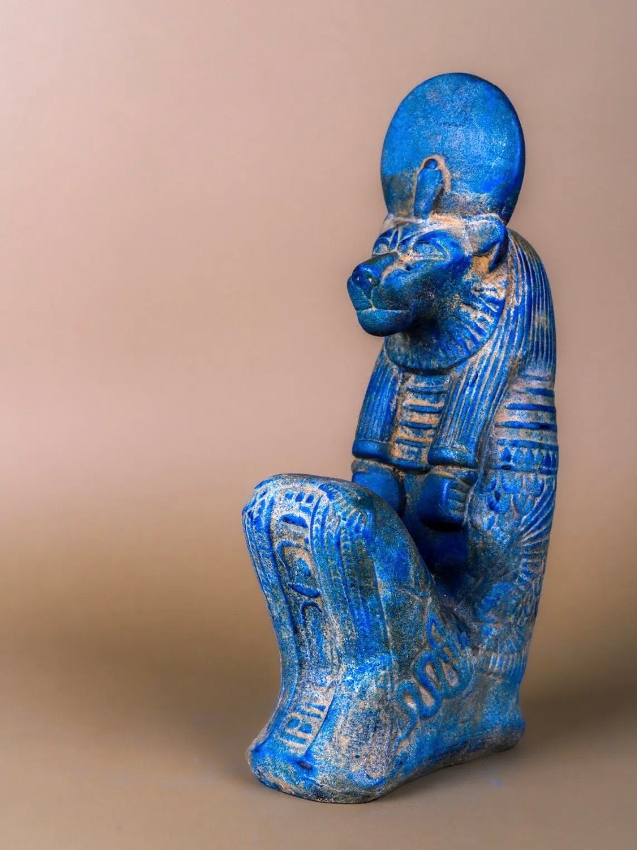 Blue Sekhmet Statue, Egyptian Goddess of War, Handmade Sculpture - Etsy