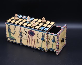 Juego de senet - Juegos del antiguo Egipto - Tablero de senet egipcio - Juego del rey Tutankamón - Mitología egipcia - Artesanía - Antigüedades egipcias