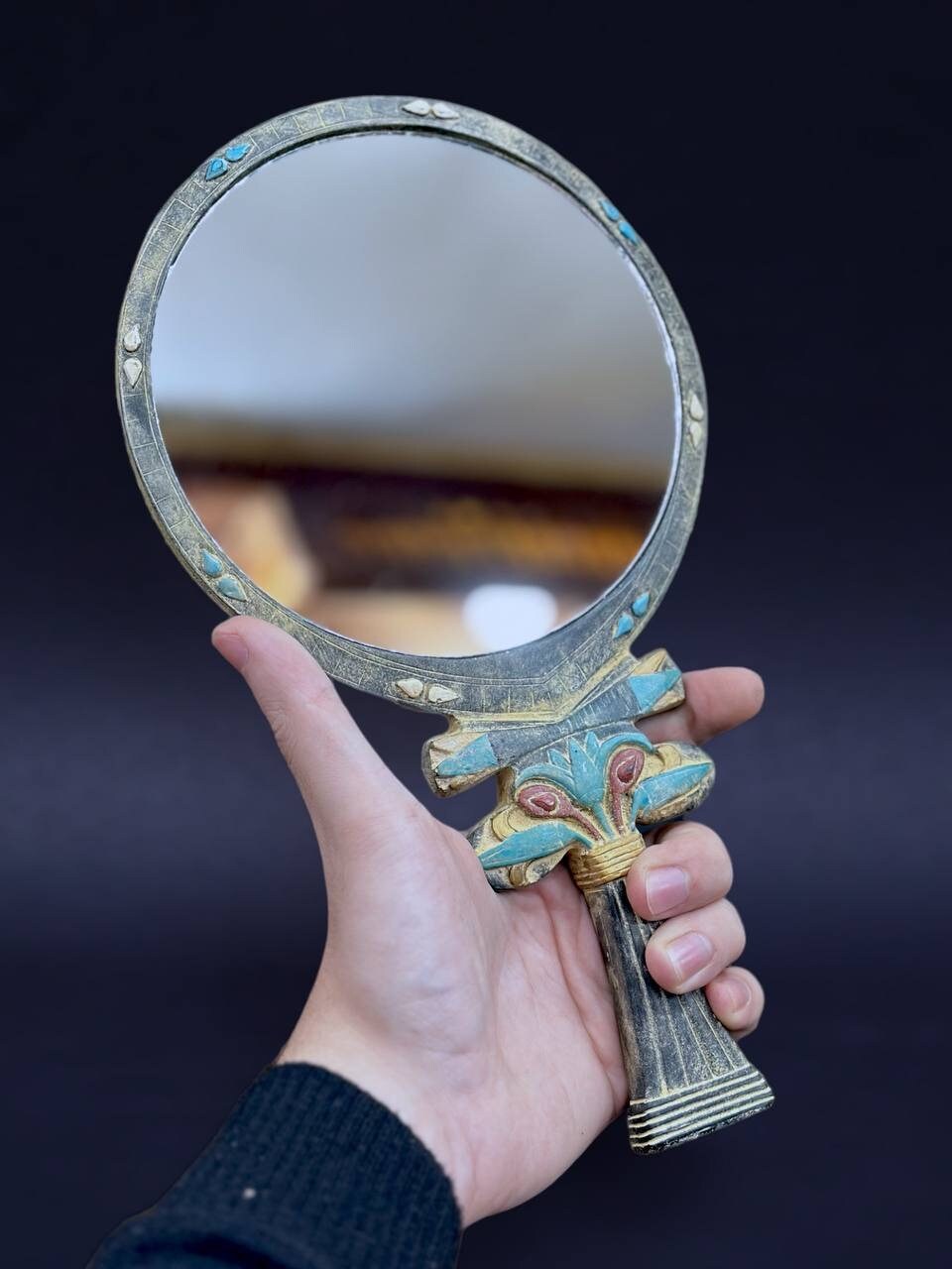 エジプト　ファラオの鏡　ミラー　工芸品　守り神 エジプト ファラオの鏡 ミラー 工芸品 守り神