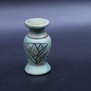 Hand Carved Stone Vase: Egyptian Decor Sculpture