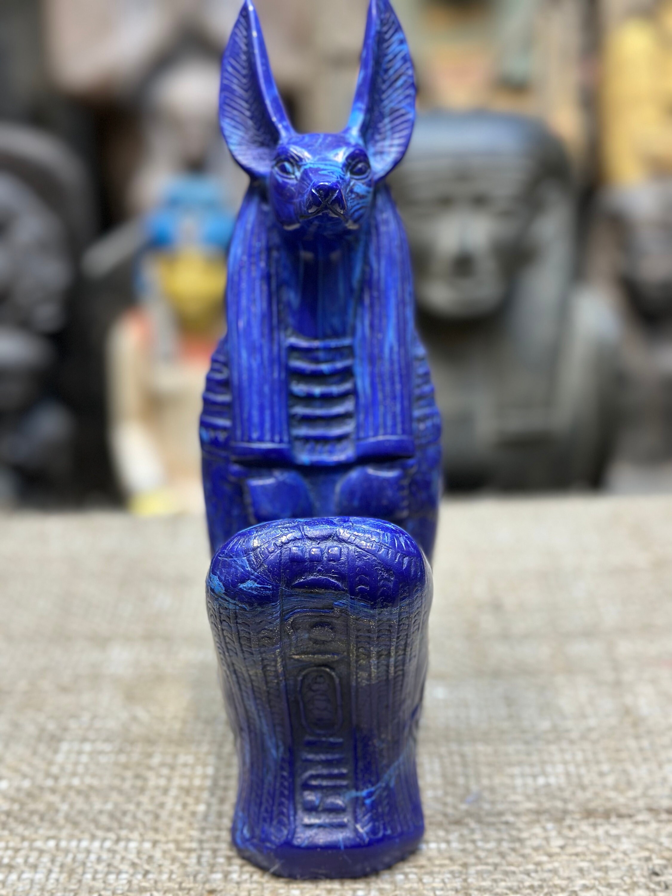 ラピスラズリ アヌビス Zippo ジッポー ビンテージ風 ユーズド エジプト神話 天然石