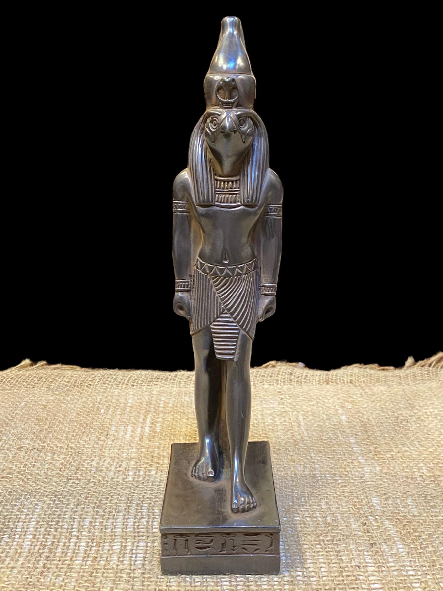 31cmの黒玄武岩製ホルス像 - 手作りエジプトの守護神、王権、権力の神