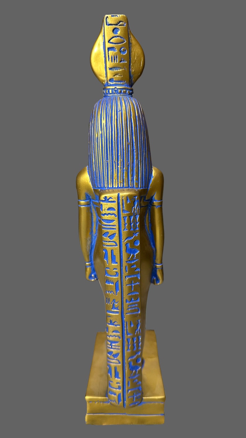 Estatua dorada de Hathor, diosa egipcia del amor, 33 cm imagen 5