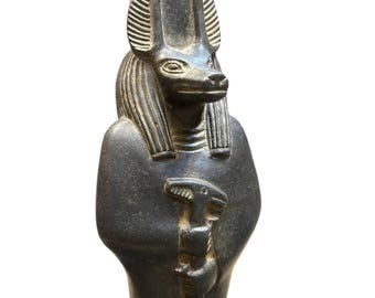 Handcrafted Basalt Stone Anubis Statue – Egyptian God Sculpture