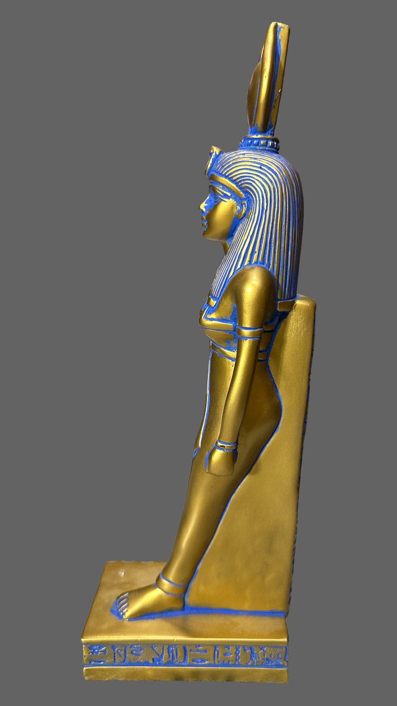 Estatua dorada de Hathor, diosa egipcia del amor, 33 cm imagen 2