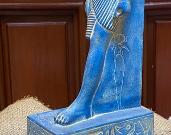 青い石のトート像、古代エジプトの知恵の神、祭壇装飾、エジプト製
