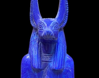 Blue statue Anubis god-Egyptian mythology-mummification-protection-other world-black land-Egyptian Figer hand made-Egyptian antiques