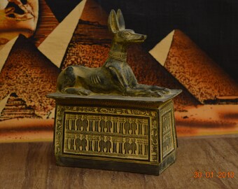 Green Anubis Statue Box, Egyptian Decor