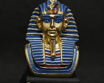 希少なツタンカーメン王の黄金のデスマスク - 24K金メッキ銅製、木製
