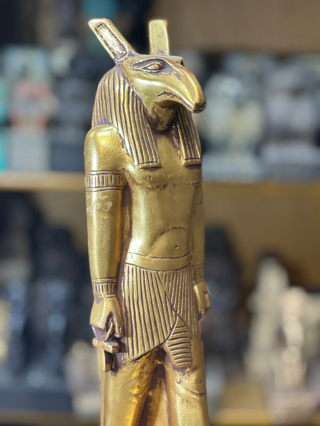 Gold Leaf Seth Statue - Egyptian God Sculpture, Handmade Stone - Etsy