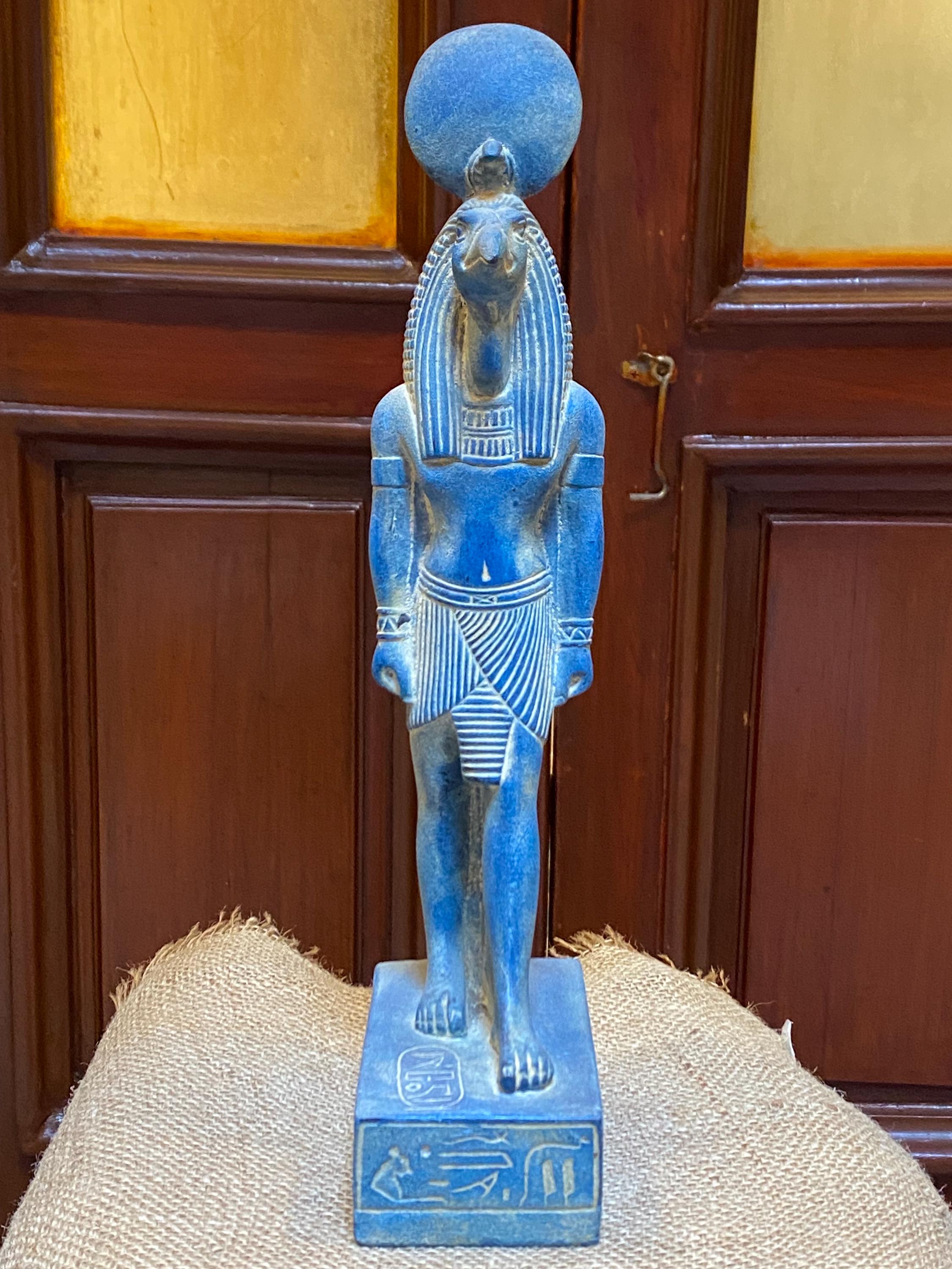 青い石のトート像、古代エジプトの知恵の神、祭壇装飾、エジプト製