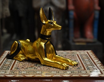Estatua dorada de Anubis: Dios egipcio de la protección hecho a mano