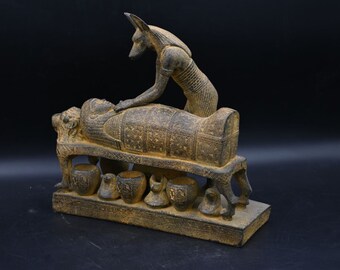 Egyptian Anubis Statue, God of Mummification, Handmade Sculpture