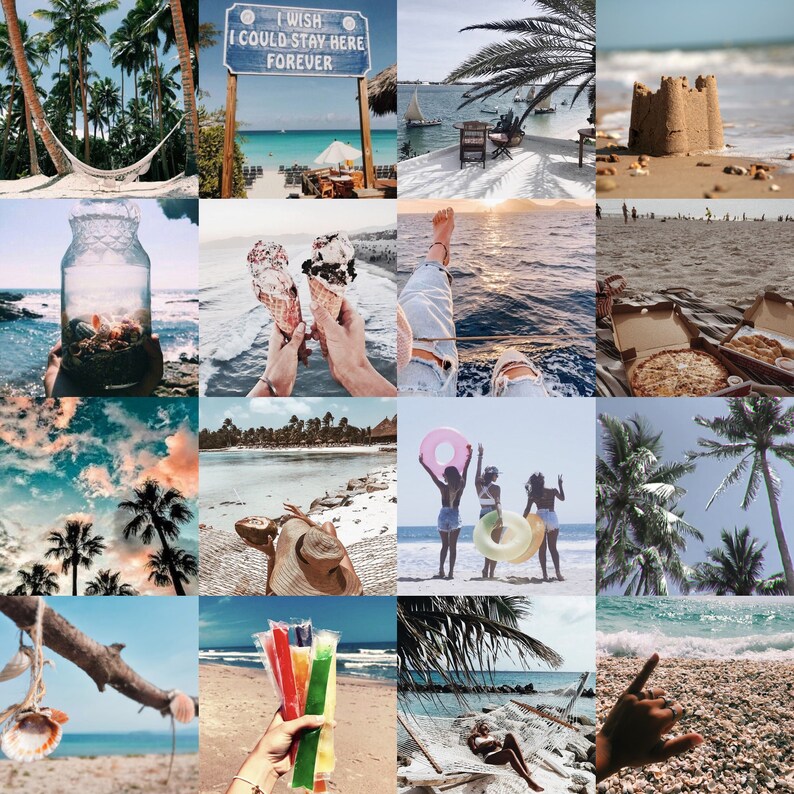 50pcs Ocean/Beach Themed Trendy Wall Collage Digital Download Etsy