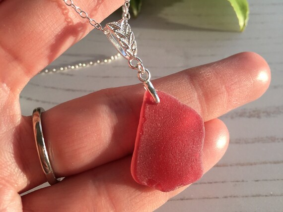 Pink sea glass best sale necklace