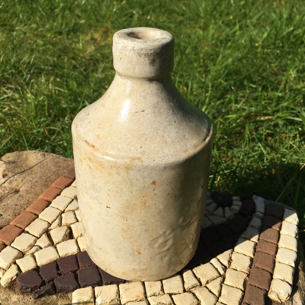 Scottish Bottle Digging Victorian Stoneware Bottle - ink blacking - 100 year old Edwardian Kitchen Decoration, Dumpy Bottle