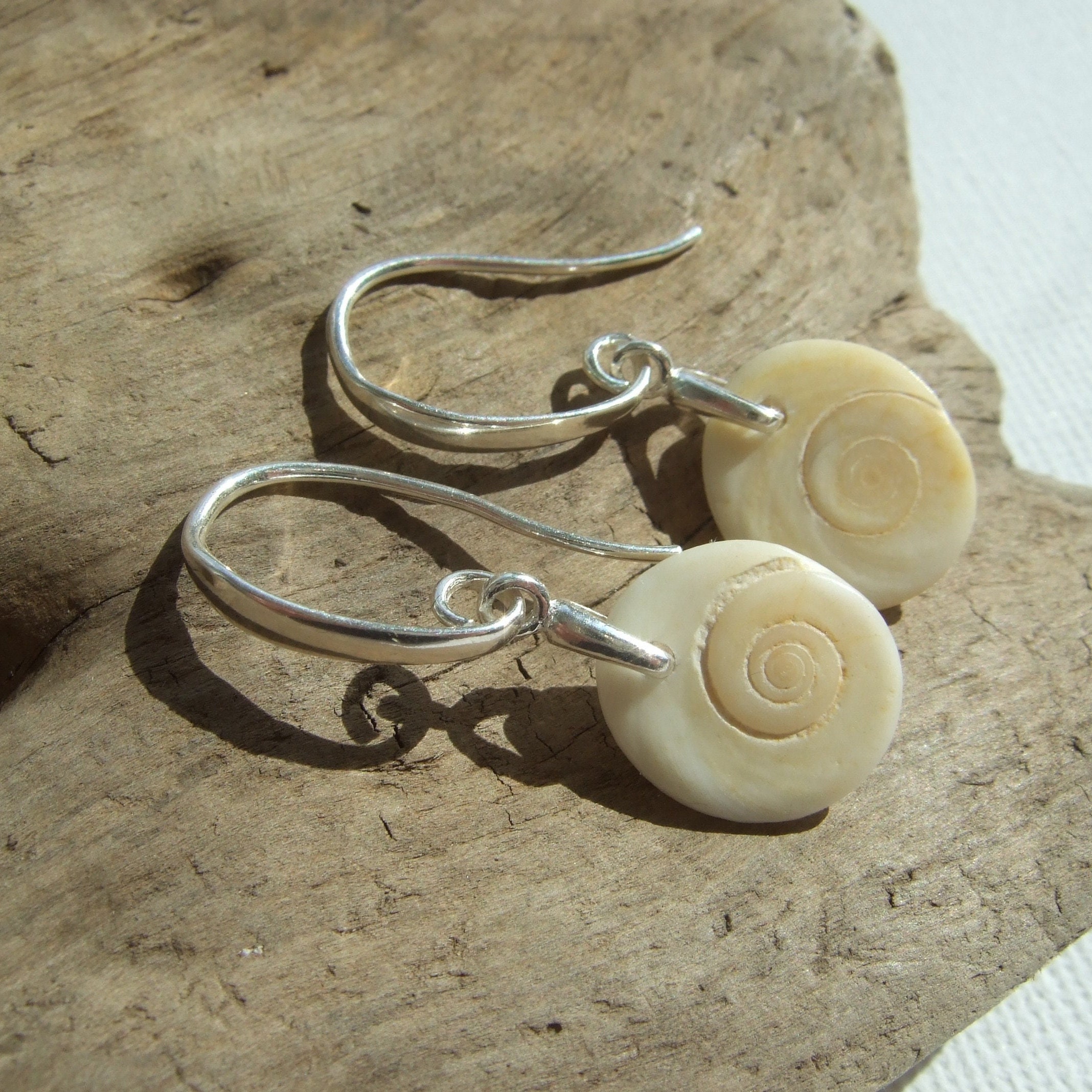 Australian Sea Shell Earrings Beach Found Eye Shell Operculum