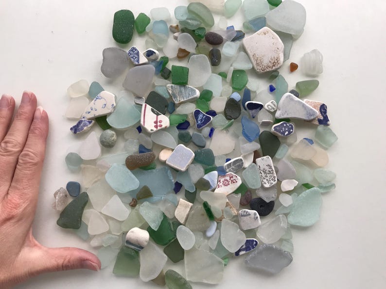 Scottish Beach Glass Lot, Craft Beach Glass Colour Mix Sea Foam