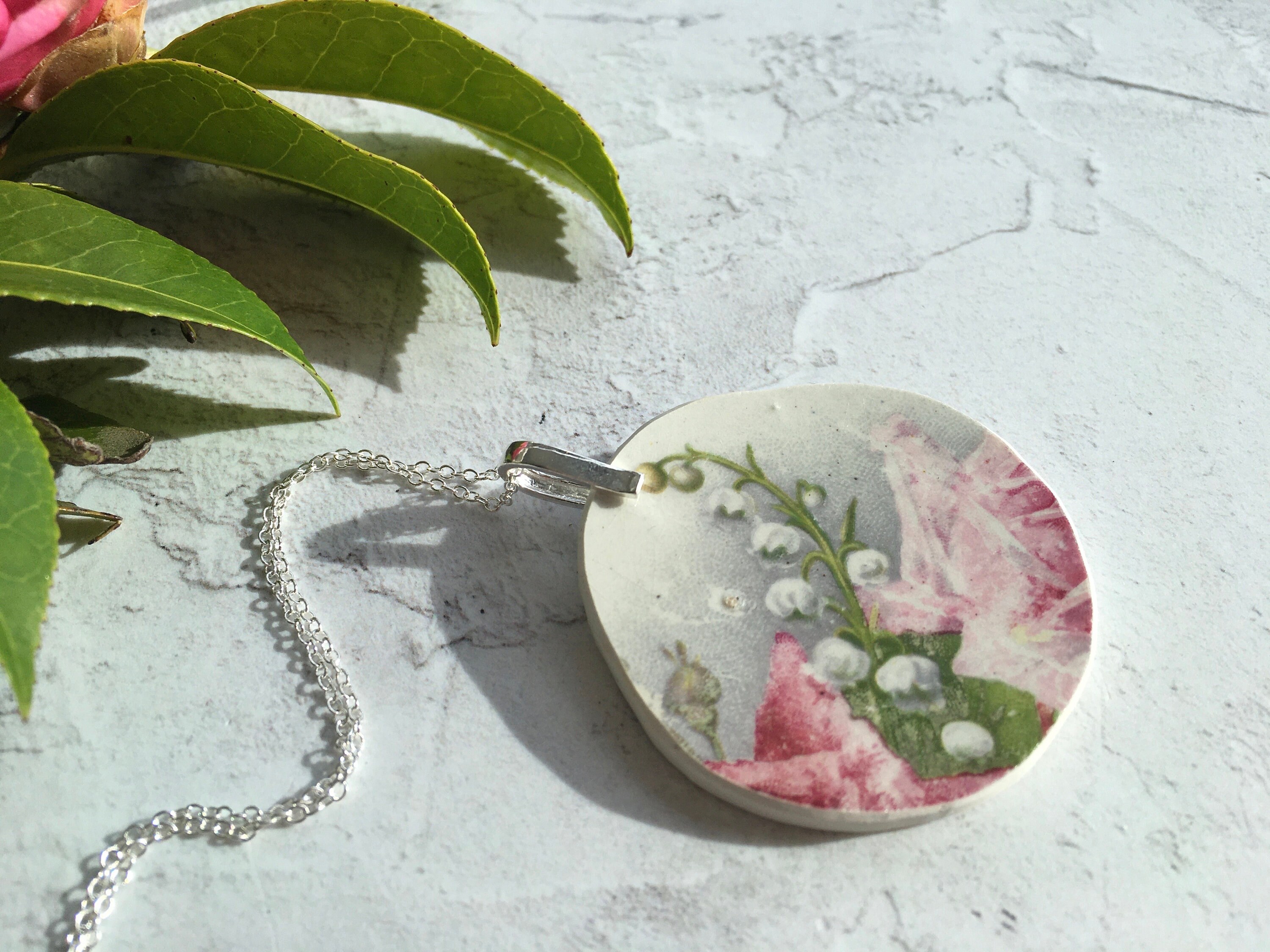 Lily of the Valley and Rose Pendant Bottledump Found Pottery - Etsy