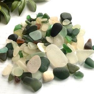 Scottish Beach Glass Lot, Craft Beach Glass Colour Mix Sea Foam White Pottery mix, Vulcanite stopper, jewellery making 176g