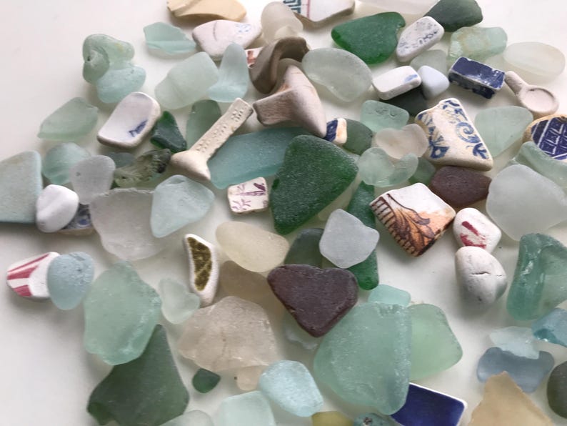 Scottish Beach Glass Lot, Craft Beach Glass Colour Mix Sea Foam