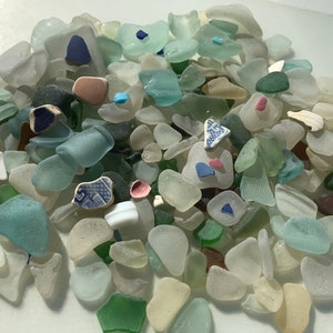 Scottish Beach Glass Lot, Small Craft Beach Glass Colour Mix Sea Foam White Pottery mix, jewellery making 500 g