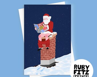 Tarjeta navideña tamaño A6 de Papá Noel de mierda (con sobre)