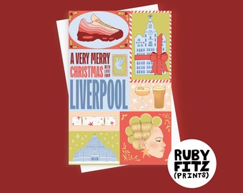Tarjeta de felicitación navideña "Una Navidad Scouse con amor desde Liverpool"