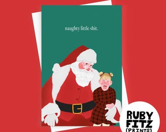 Tarjeta navideña A6 de Naughty Little Shit (con sobre)