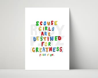 Las chicas de Scouse están destinadas a la grandeza, impresión artística tamaño A4