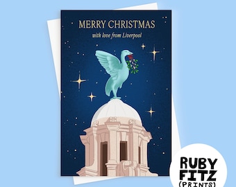 Con amor desde Liverpool Liverbird Tarjeta navideña A6 (con sobre)