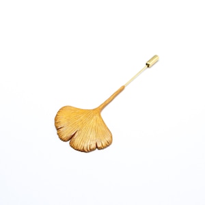 Polymer Clay Ginkgo Leaf Brooch, Handmade Golden Ginko Biloba Leaf Pin, Gingko Jewellery for Chrismas Day Gift for Woman image 3